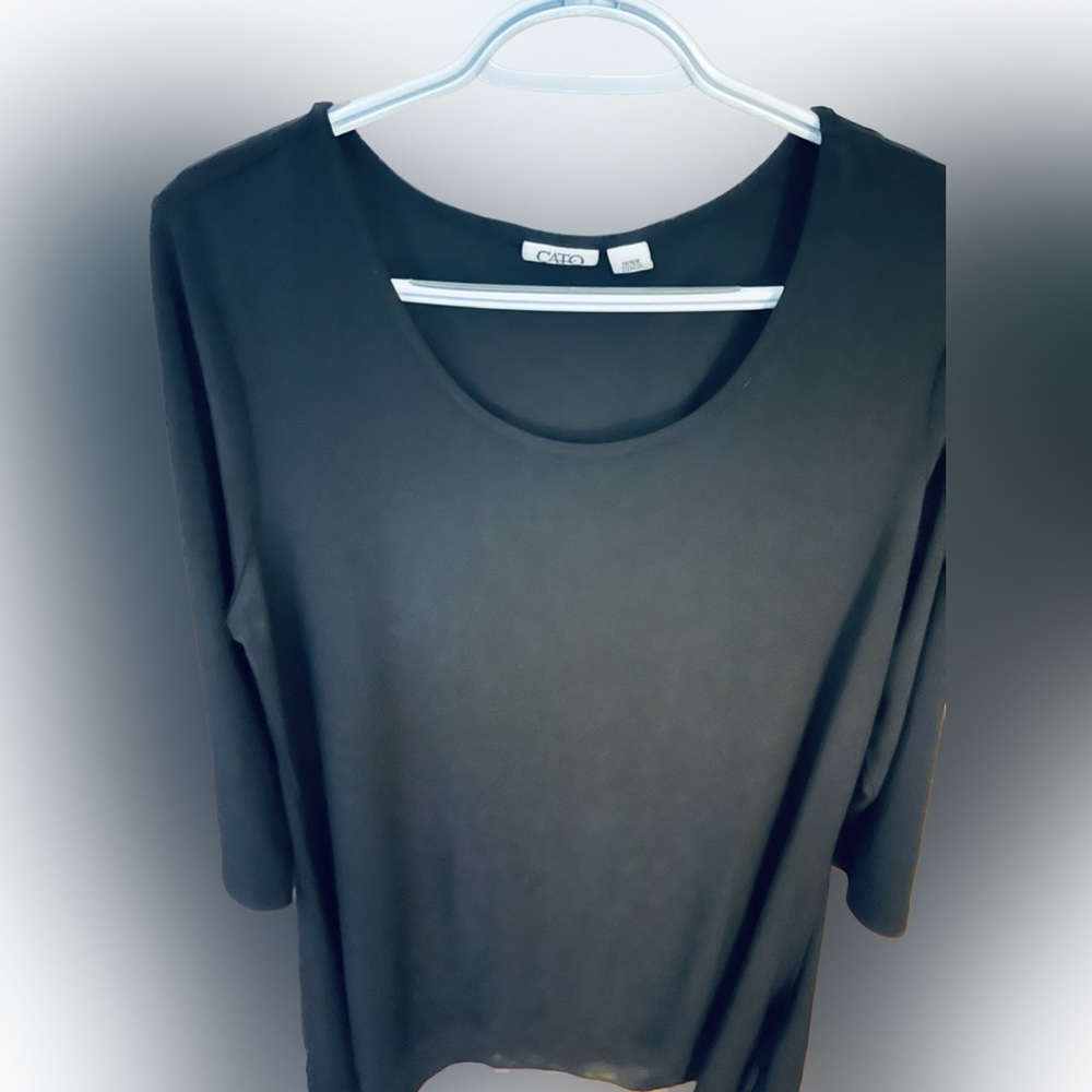 Cato Black Nylon Long Sleeve Blouse 2X